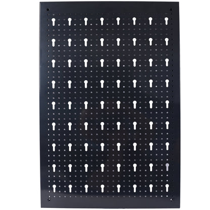 Black 4-foot metal garage nail board pegboard panel with rows of holes and keyhole mounting slots on Tampa Home & Garden Store