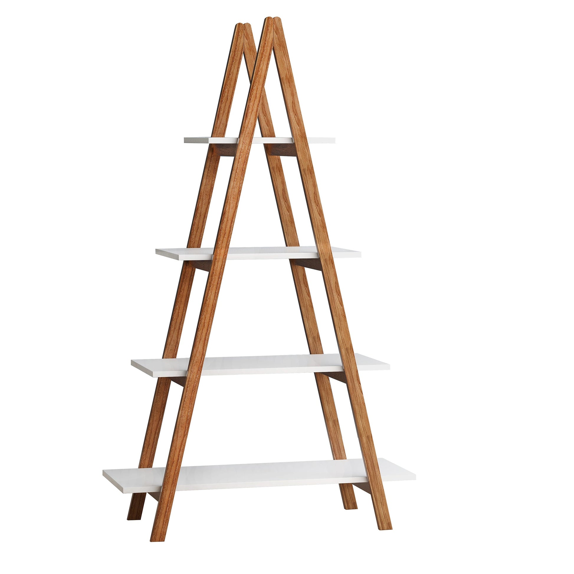 Solid bamboo wood oxford “A”frame ladder display bookshelf - Tampa Home & Garden Store