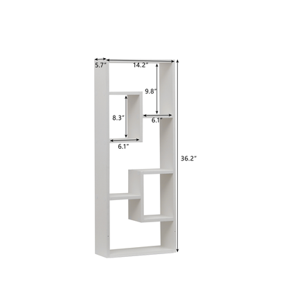 Bookshelf, Freestanding Wood Open Bookcase with 5 Cubes, with 2 keyhole hangers, Home Office Décor Rectangular Storage - Tampa Home & Garden Store