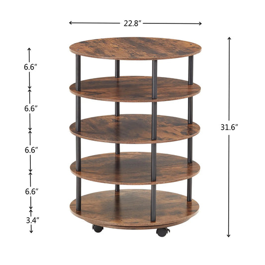 Four-tier revolving shoe rack with dark wood shelves and black posts VIP Digital Presence on Tampa Home & Garden Store
