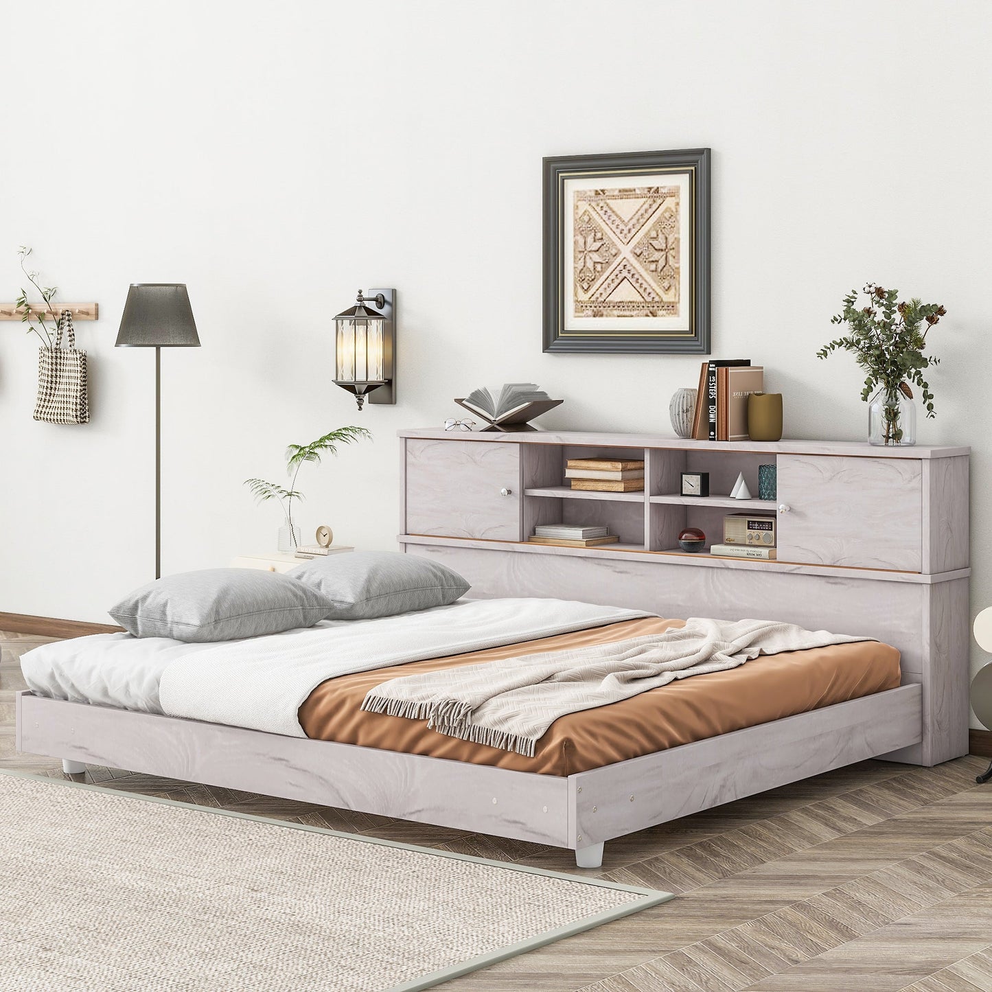 Full Size Daybed Frame with Storage Bookcases White Oak - Tampa Home & Garden Store