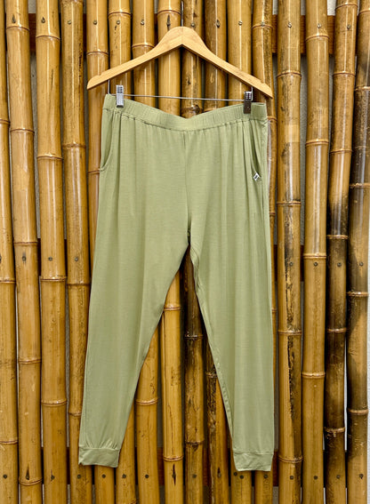 Women's Bamboo Lounge Jogger Pants sage green with elastic waist and cuffs Spun Bamboo on Tampa Home & Garden Store