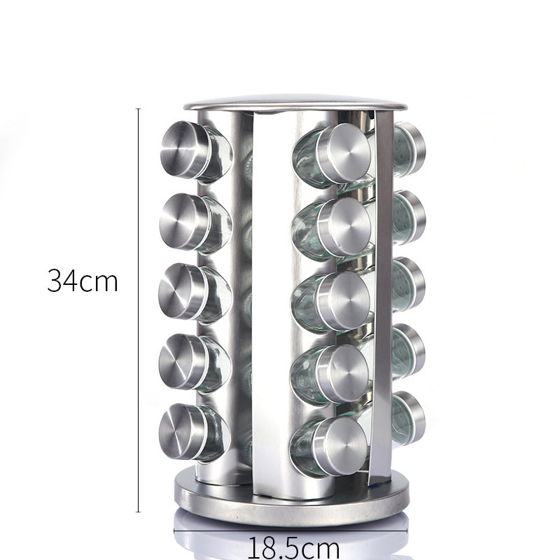 Kitchen articles rotating seasoning rack domestic rotating seasoning tank stainless iron spices seasoning box set