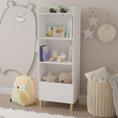 Kids 4-Tier Bookcase Children's Book Display Bookshelf Toy Storage Cabinet Organizer for Children's Room Playroom - Tampa Home & Garden Store