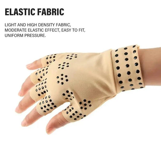 Magnetic therapy gloves beige with magnets for arthritis relief, wrist brace style 1 pair on Tampa Home & Garden Store