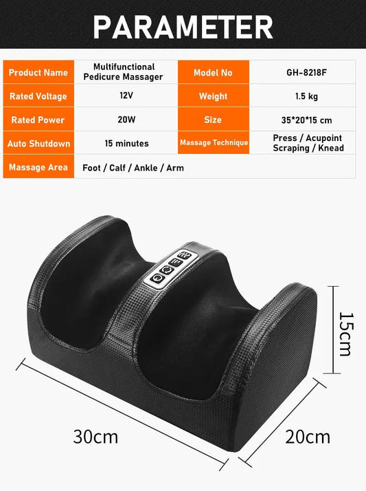 Shiatsu Foot Massager with dual foot wells, black textured surface, top control panel on Tampa Home & Garden Store