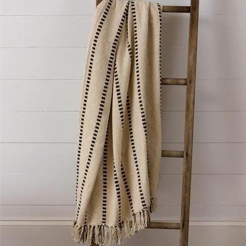 Walk the Line Throw Blanket in Organic Cotton