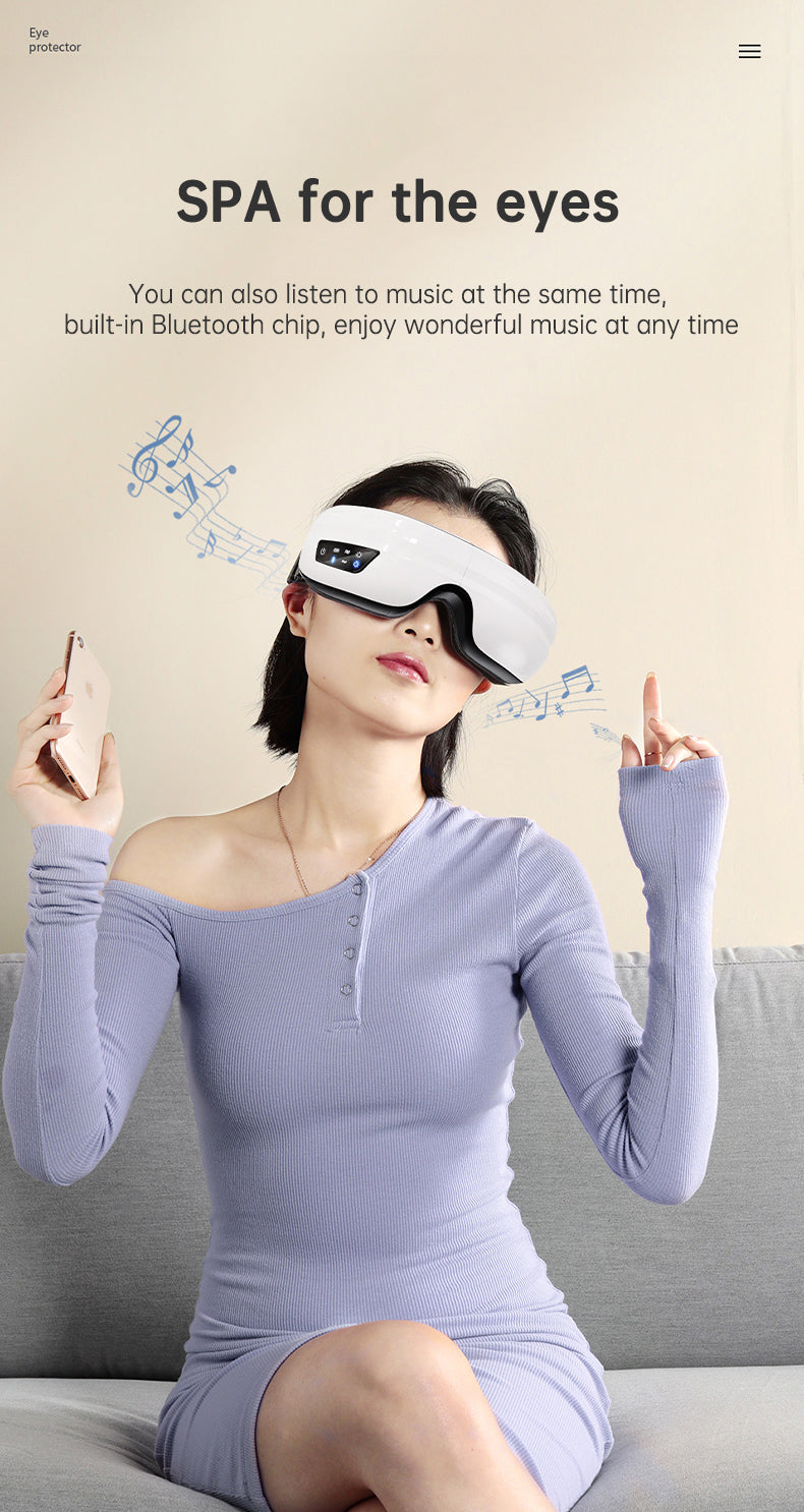 Eye Massager Air Pressure Vibration Eye Protector Bluetooth Eye Massage Relax Migraines Relief Improve Sleep - Tampa Home & Garden Store