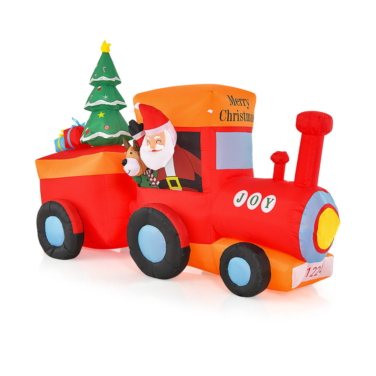 8.6ft inflatable Christmas train with Santa and deer, festive tree by DirectDeals on Tampa Home & Garden Store
