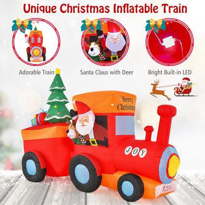 8.6 ft red Christmas inflatable train with Santa and deer, built-in LED lights on Tampa Home & Garden Store
