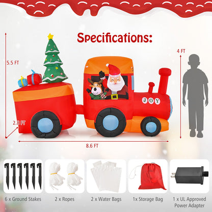 DirectDeals 8.6 ft lighted Christmas inflatable train with Santa and reindeer on Tampa Home & Garden Store