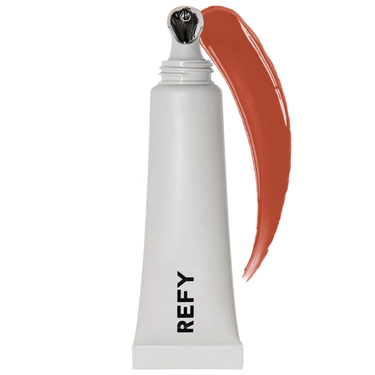 Lip gloss Beauty Care Bag hyaluronic acid white tube, metallic wand, orange-brown swatch on Tampa Home & Garden Store