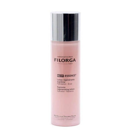 Filorga NCTF Essence Supreme lotion in pink bottle with silver cap hydrating anti-aging on Tampa Home & Garden Store