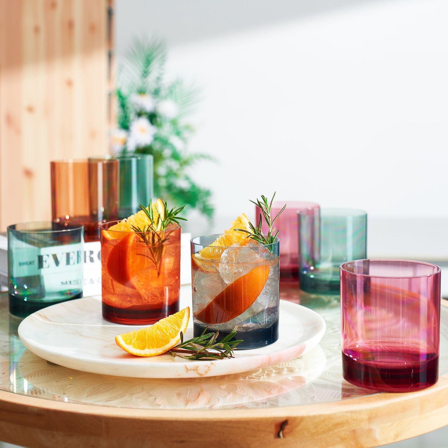 Eze Acrylic Lowball Tumbler Glasses Set of 8