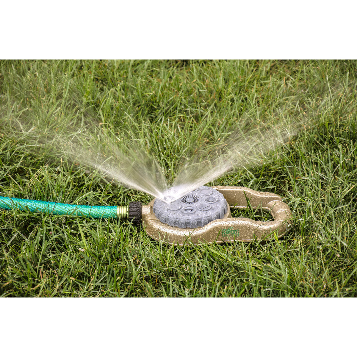 Metal 8-Pattern Lawn Sprinkler on Weighted Base Orbit Irrigation sprays lawn on Tampa Home & Garden Store