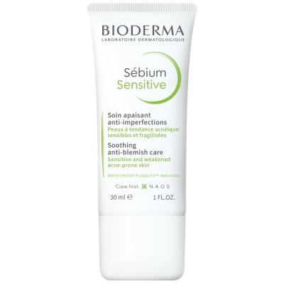 Bioderma Sébium Sensitive 30 ml white tube acne treatment for sensitive fragrance-free skin on Tampa Home & Garden Store
