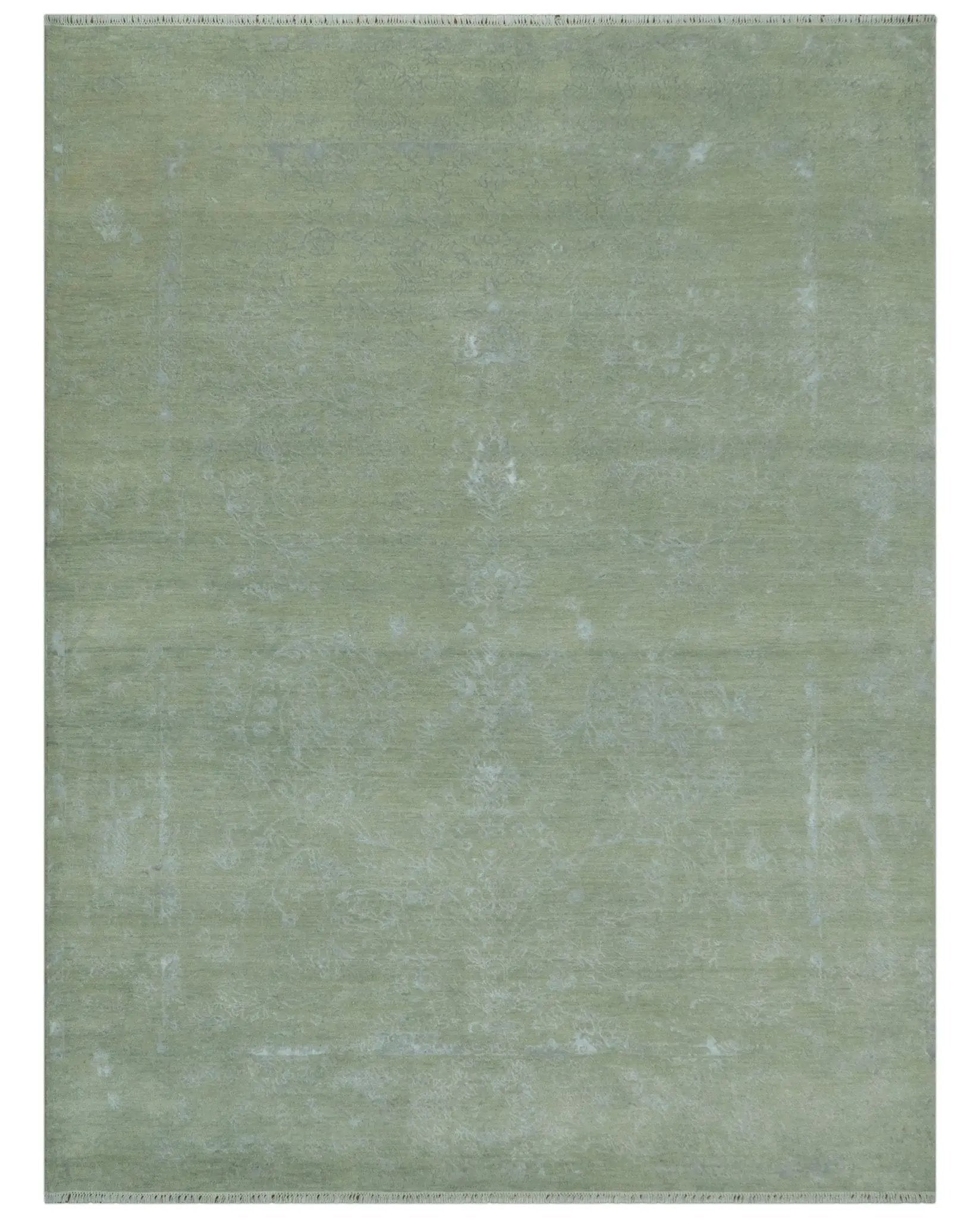 8X10 Fine Hand Knotted Green And Gray Modern abstract Design Wool and Art Silk Rug - Tampa Home & Garden Store