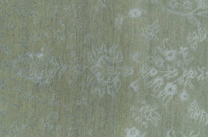 8X10 Fine Hand Knotted Green And Gray Modern abstract Design Wool and Art Silk Rug - Tampa Home & Garden Store