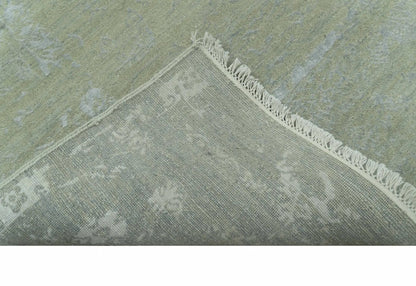 8X10 Fine Hand Knotted Green And Gray Modern abstract Design Wool and Art Silk Rug - Tampa Home & Garden Store