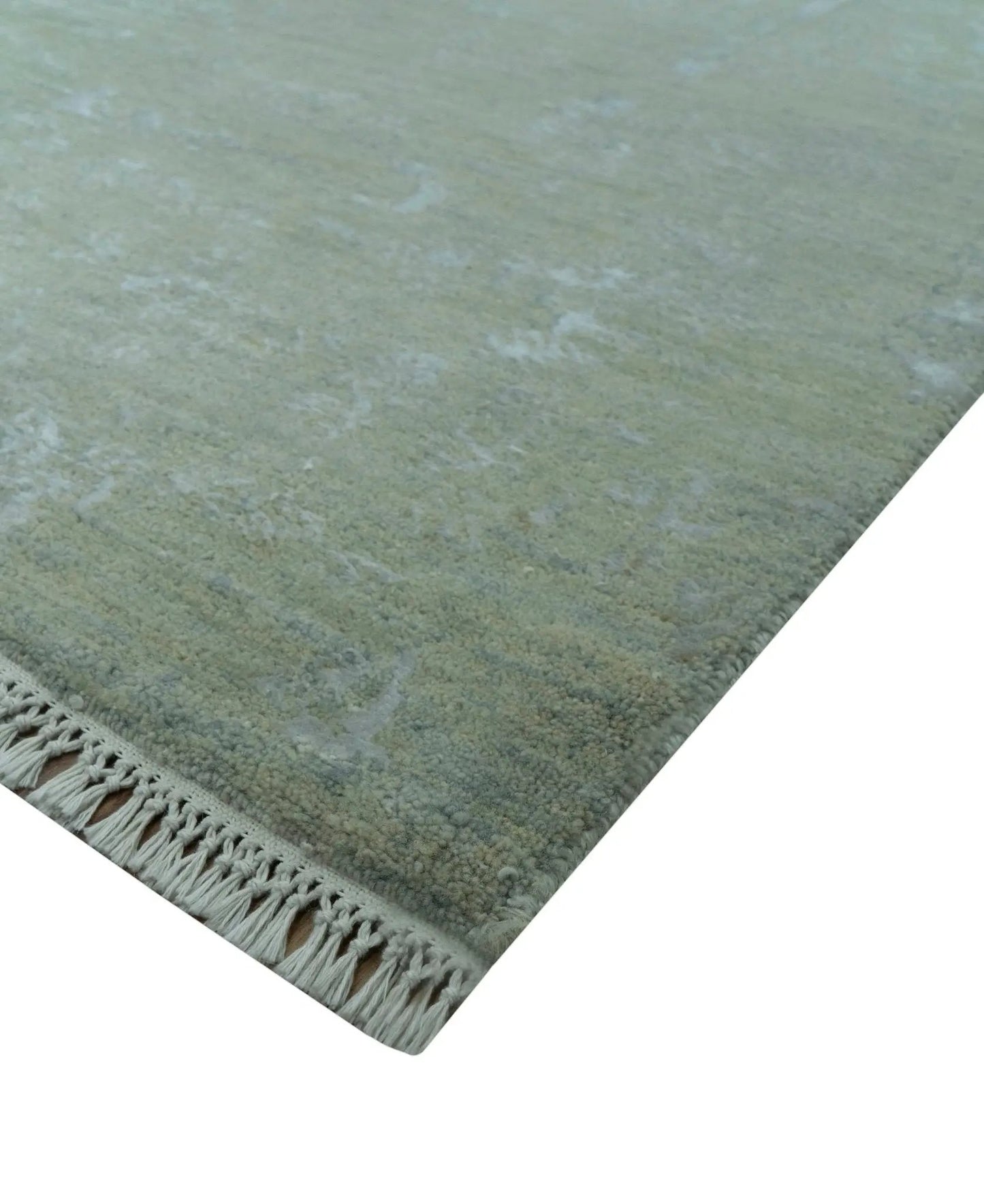 8X10 Fine Hand Knotted Green And Gray Modern abstract Design Wool and Art Silk Rug - Tampa Home & Garden Store