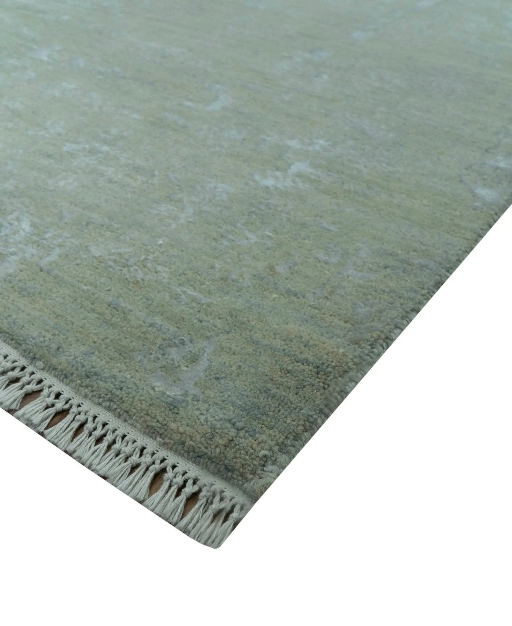 8X10 Fine Hand Knotted Green And Gray Modern abstract Design Wool and Art Silk Rug - Tampa Home & Garden Store