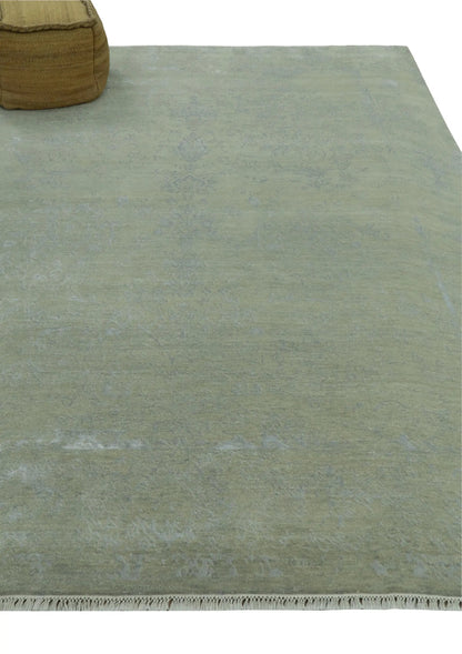 8X10 Fine Hand Knotted Green And Gray Modern abstract Design Wool and Art Silk Rug - Tampa Home & Garden Store
