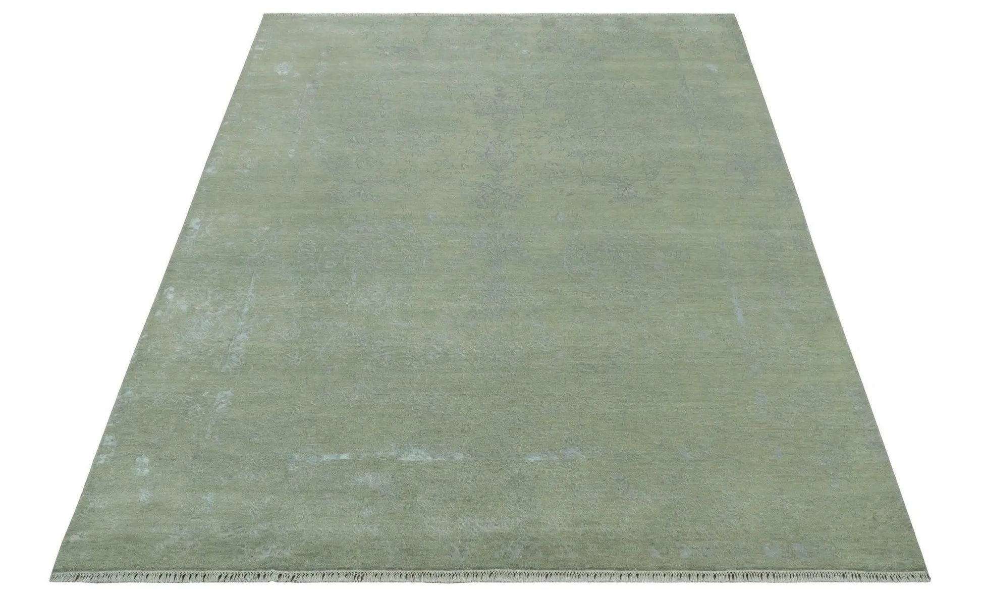 8X10 Fine Hand Knotted Green And Gray Modern abstract Design Wool and Art Silk Rug - Tampa Home & Garden Store