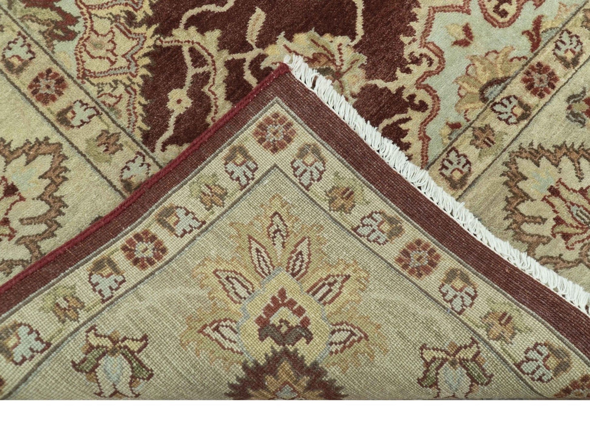 8X10 Fine Hand Knotted Rust And Gold Traditional Design Wool Rug - Tampa Home & Garden Store