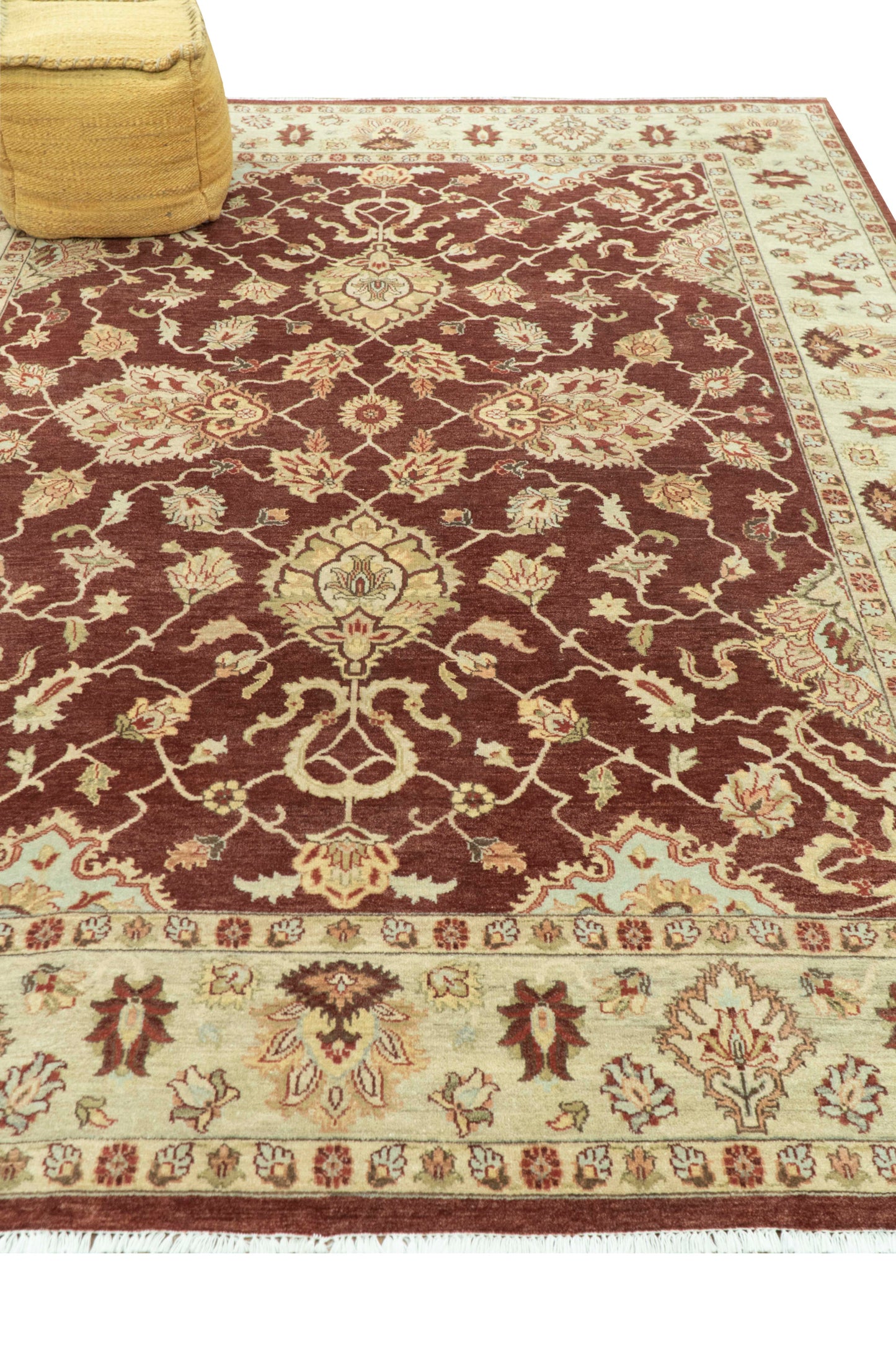 8X10 Fine Hand Knotted Rust And Gold Traditional Design Wool Rug - Tampa Home & Garden Store