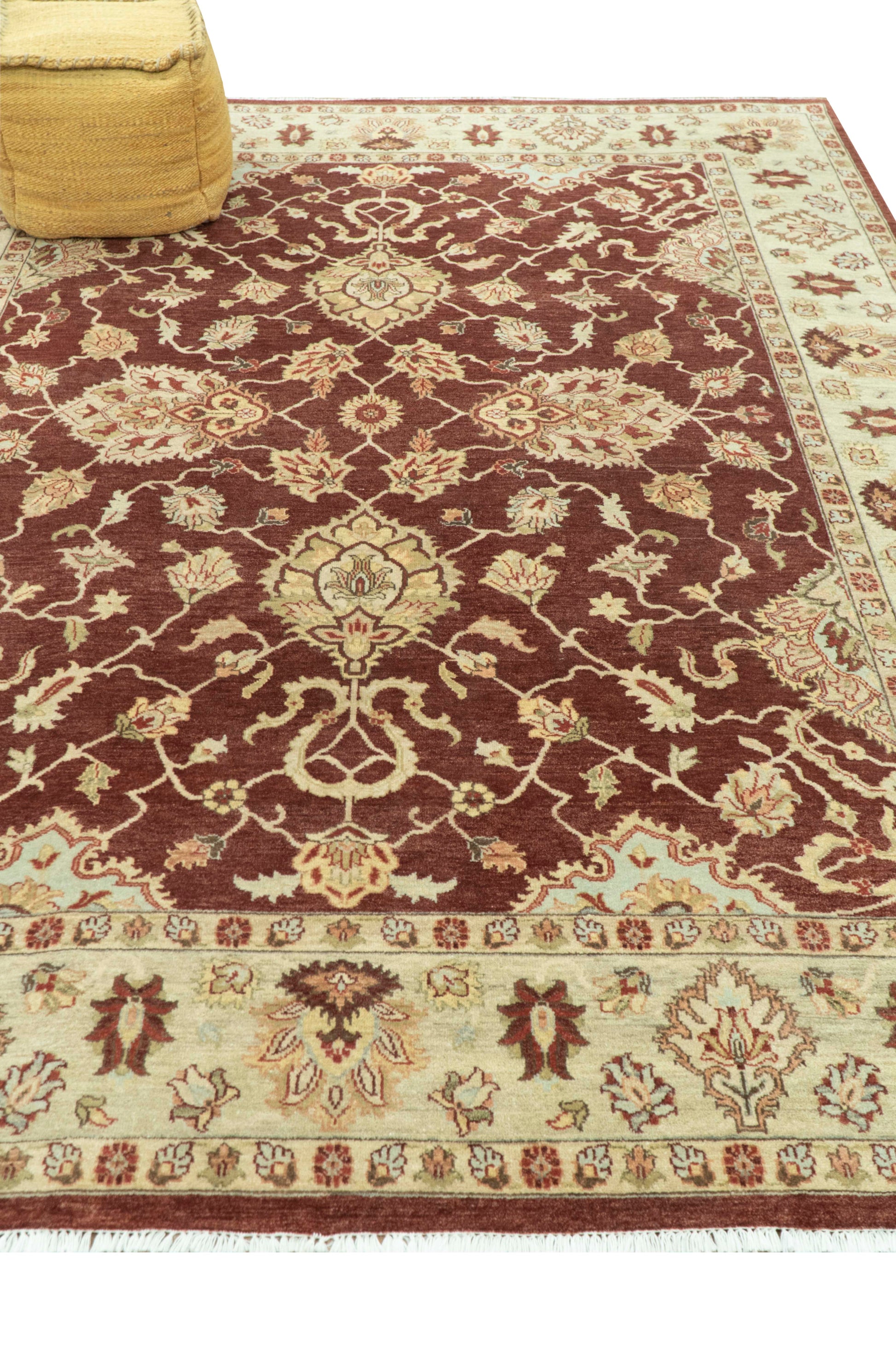 8X10 Fine Hand Knotted Rust And Gold Traditional Design Wool Rug - Tampa Home & Garden Store