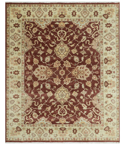 8X10 Fine Hand Knotted Rust And Gold Traditional Design Wool Rug - Tampa Home & Garden Store