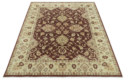 8X10 Fine Hand Knotted Rust And Gold Traditional Design Wool Rug - Tampa Home & Garden Store