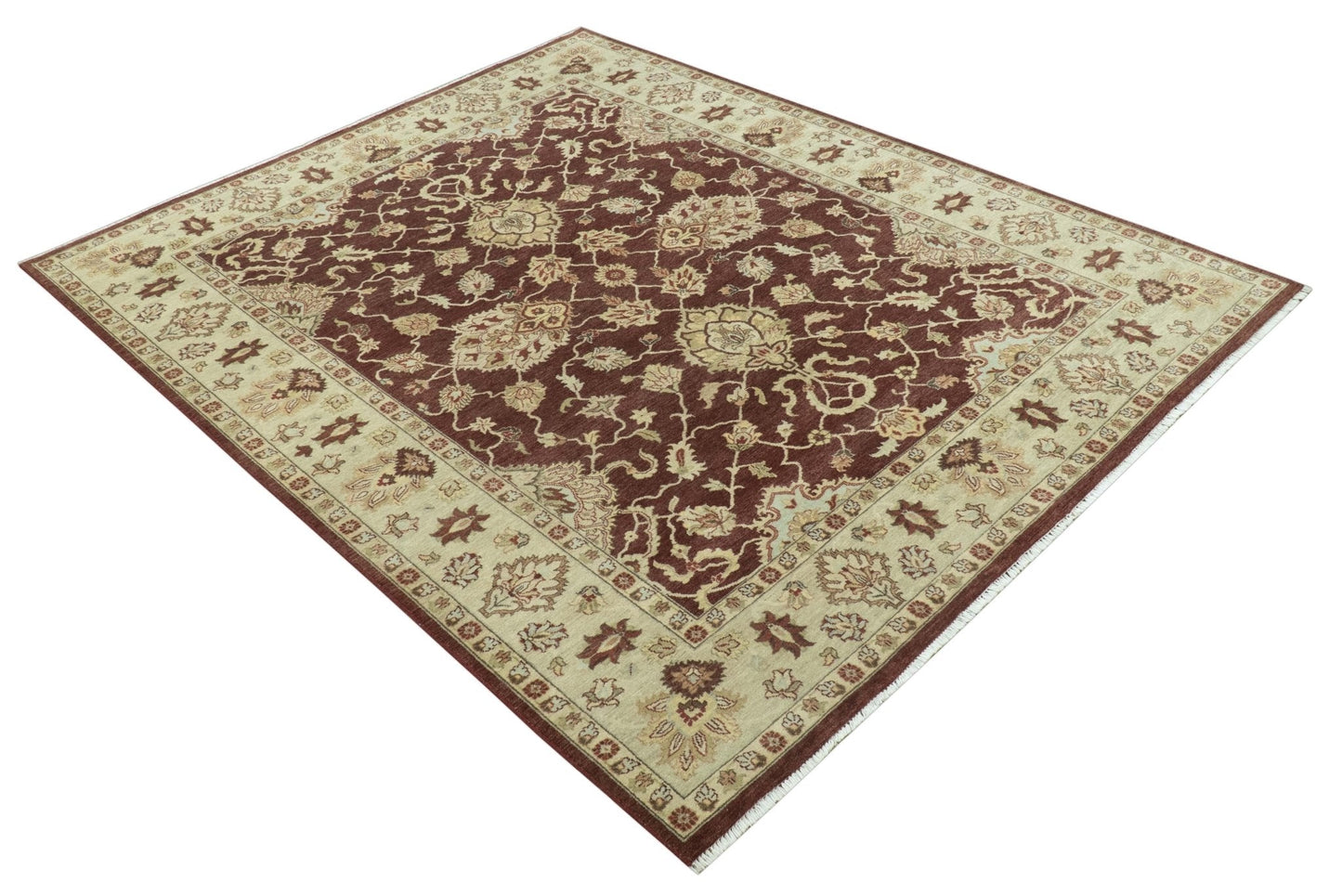 8X10 Fine Hand Knotted Rust And Gold Traditional Design Wool Rug - Tampa Home & Garden Store