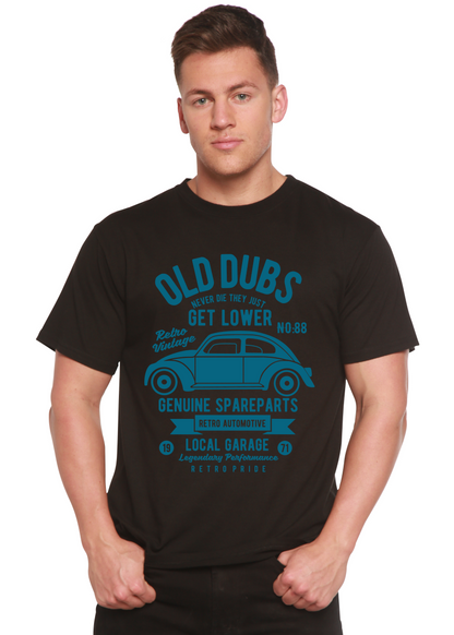 Old Dubs Spun Bamboo men's black short sleeve graphic tee with blue vintage car print on Tampa Home & Garden Store