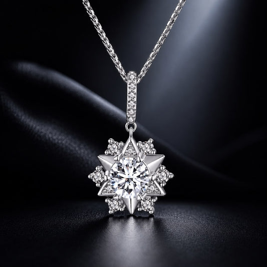 Sterling silver moissanite necklace with pavé bail and starburst pendant 45cm Bids.com on Tampa Home & Garden Store