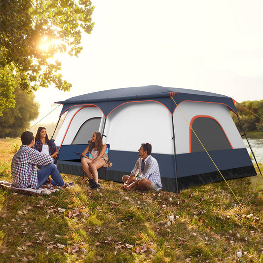 GemGear 8-10 Person Camping Tent with Double Rooms and 2 Doors blue-orange outdoor tent on Tampa Home & Garden Store