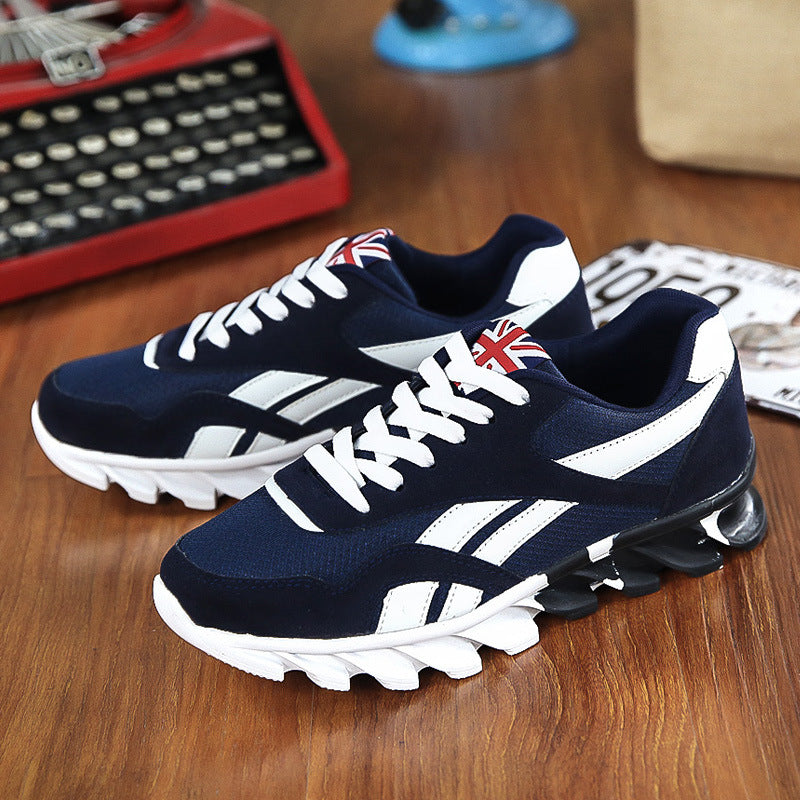 Stevvex navy athletic sneakers lace-up with Union Jack tongue and white-striped pair on Tampa Home & Garden Store
