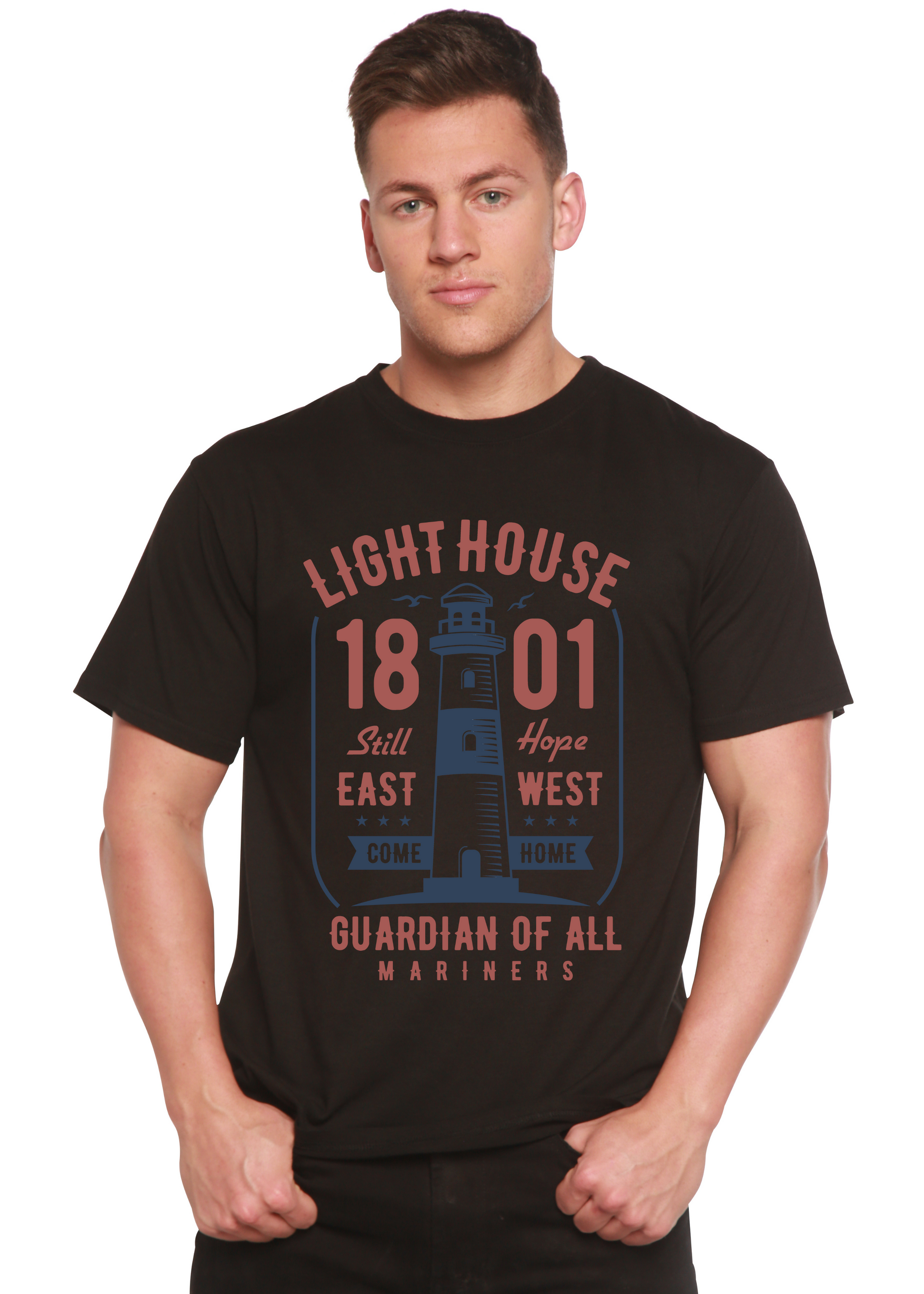Light House men's bamboo viscose organic graphic tee with lighthouse by Spun Bamboo on Tampa Home & Garden Store