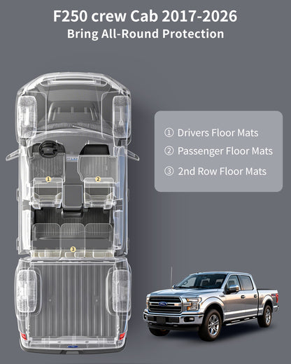 Umbrauto 3-piece all-weather floor mats for Ford F-Series Super Duty Crew Cab on Tampa Home & Garden Store