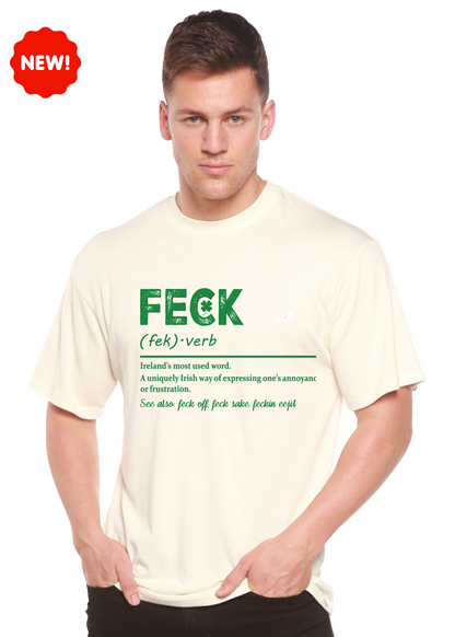 Feck Irish St Patrick's Day bamboo/cotton T-shirt cream with green FECK print Spun Bamboo on Tampa Home & Garden Store