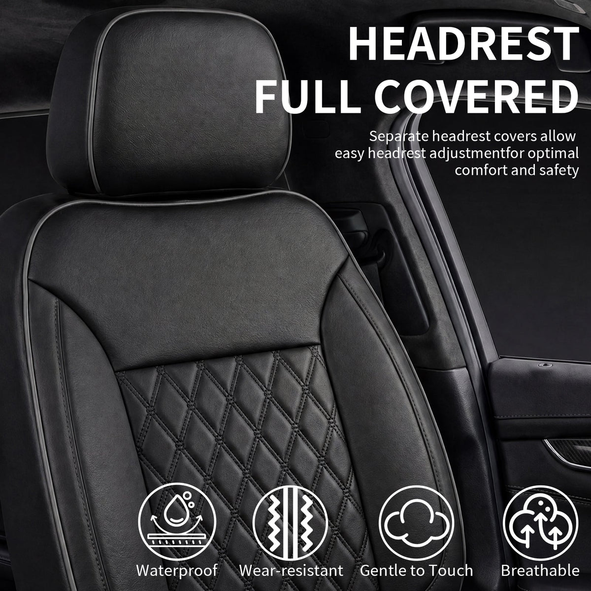 Umbrauto truck seat covers waterproof Nappa leather full set for Silverado/Sierra in black on Tampa Home & Garden Store