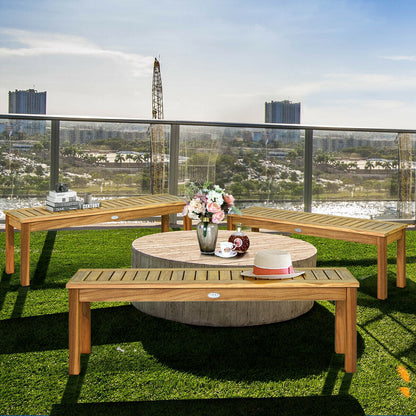 Banco de comedor de madera de acacia para exteriores de 52 pulgadas