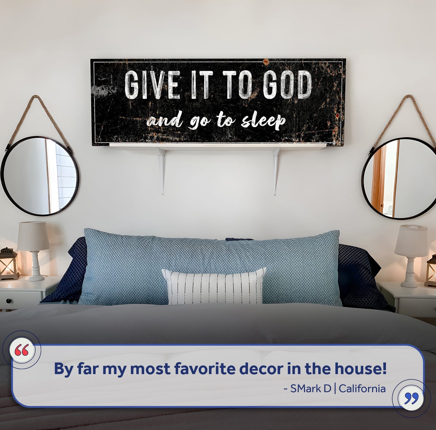 Canvas wall art Give It to God and Go to Sleep in distressed black by Tailored Canvases on Tampa Home & Garden Store