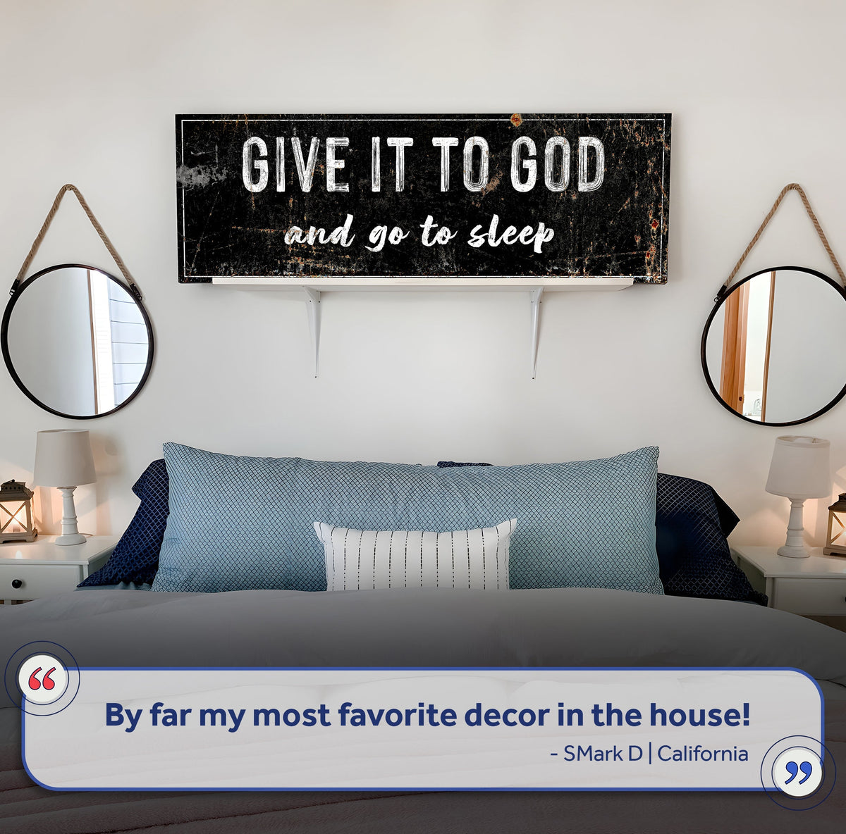 Canvas wall art Give It to God and Go to Sleep in distressed black by Tailored Canvases on Tampa Home & Garden Store