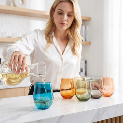 Eze Acrylic Stemless Wine Glassware and Set of 6