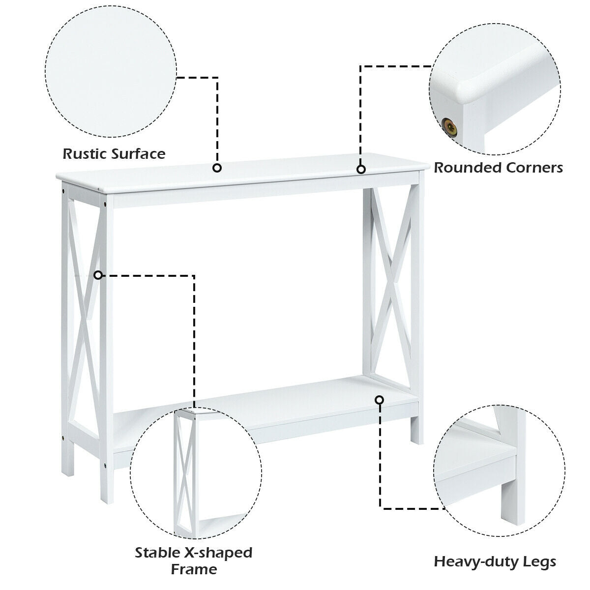 2-Tier Console X-Design Sofa Table with X-frame and lower shelf on Tampa Home & Garden Store