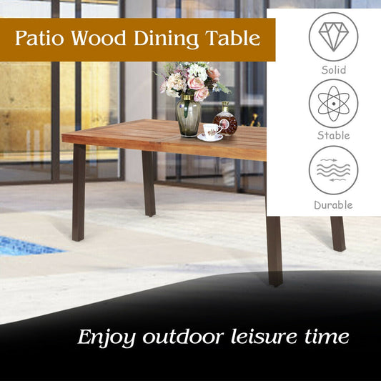 Rectangular Acacia Wood Rustic Dining Furniture Table - Tampa Home & Garden Store