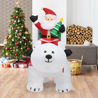 6.5 ft inflatable Santa riding polar bear with shaking head LED lights by DirectDeals on Tampa Home & Garden Store