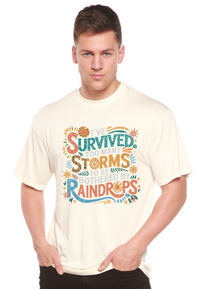 Mens bamboo/cotton graphic T-shirt cream with bold storm print Spun Bamboo on Tampa Home & Garden Store