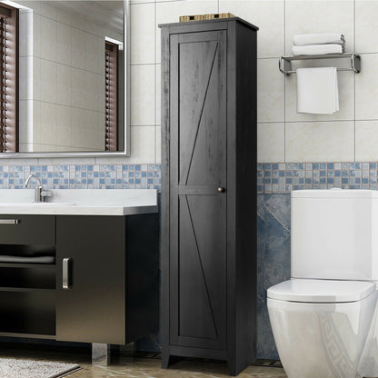 Linen Tower Bathroom Storage Cabinet Tall Slim Side Organizer with Shelf-Walnut